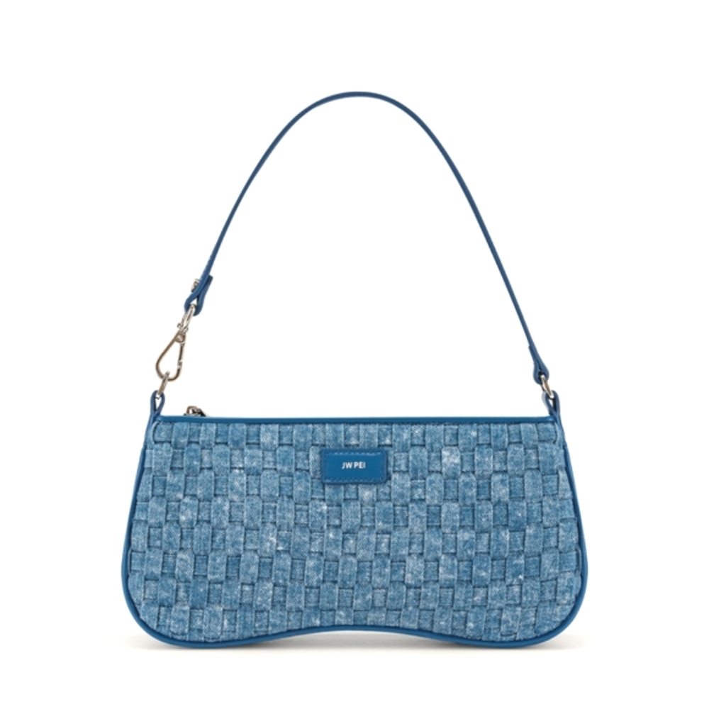 JW PEI Eva Vegan Shoulder Handbag Blue Denim Weave NIB